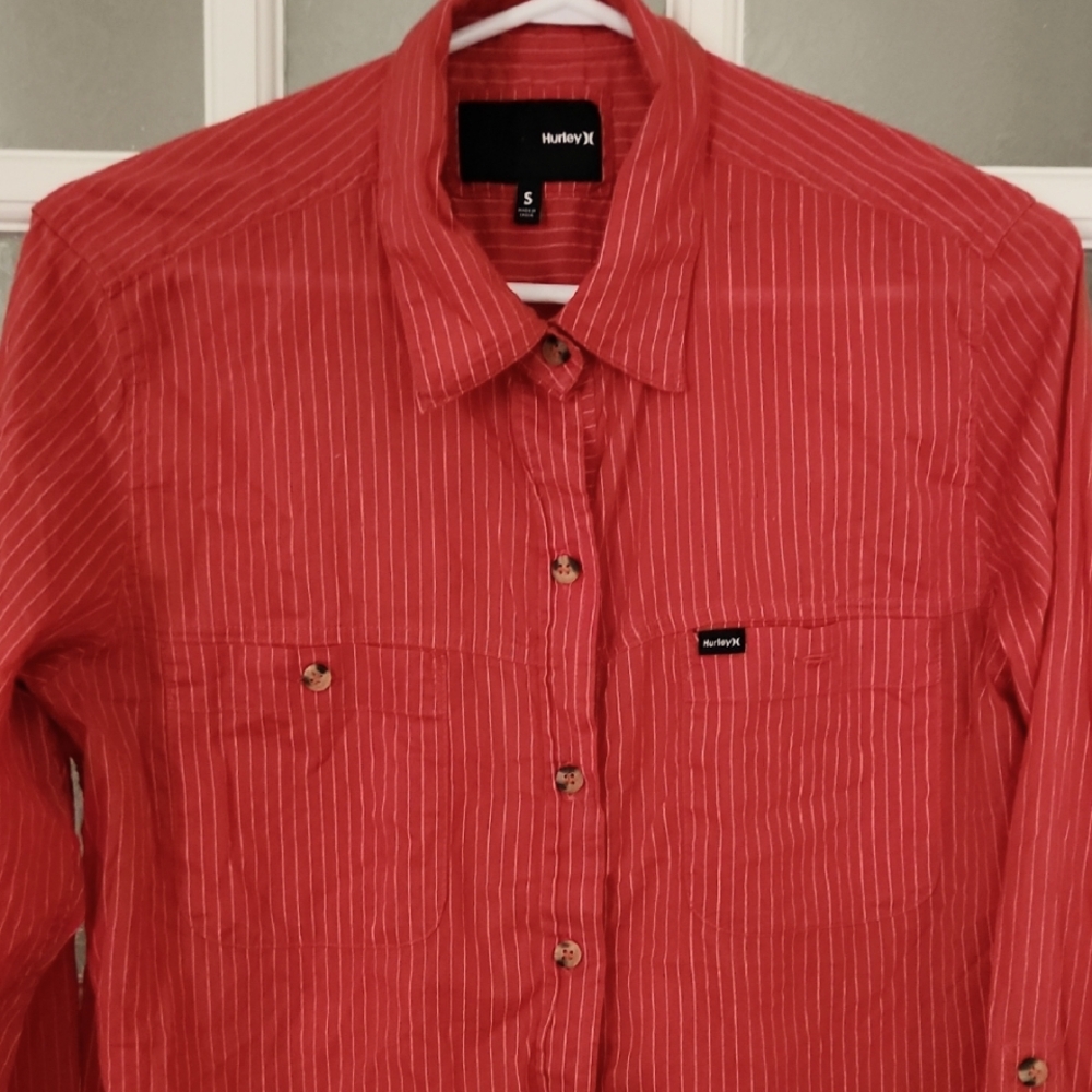 Hurley Crimson Striped Long Sleeve Shirt